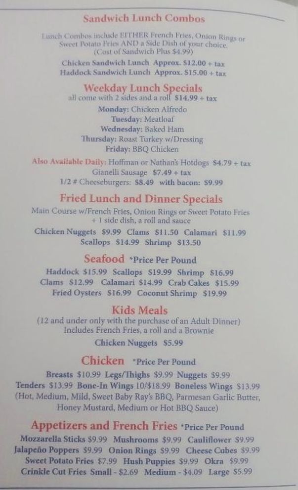 Jean's Beans menu page 1