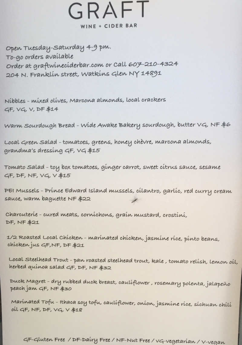 Graft Wine & Cider Bar menu page 1