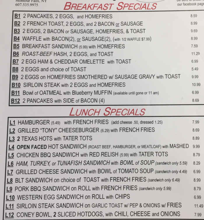 Classic Chef's menu page 1