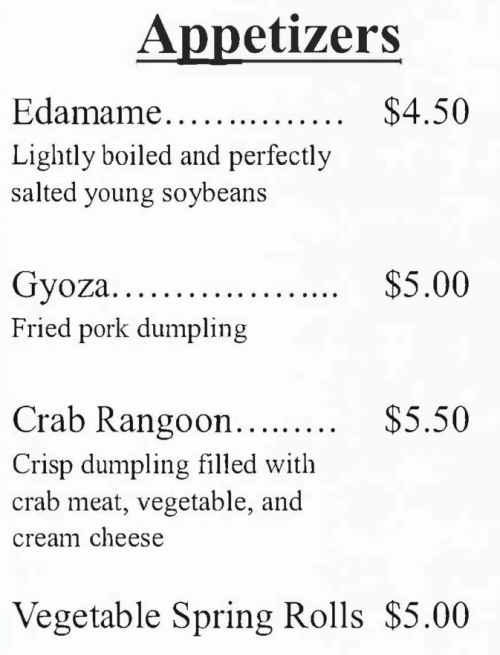 Mum Mum Hibachi menu page 1