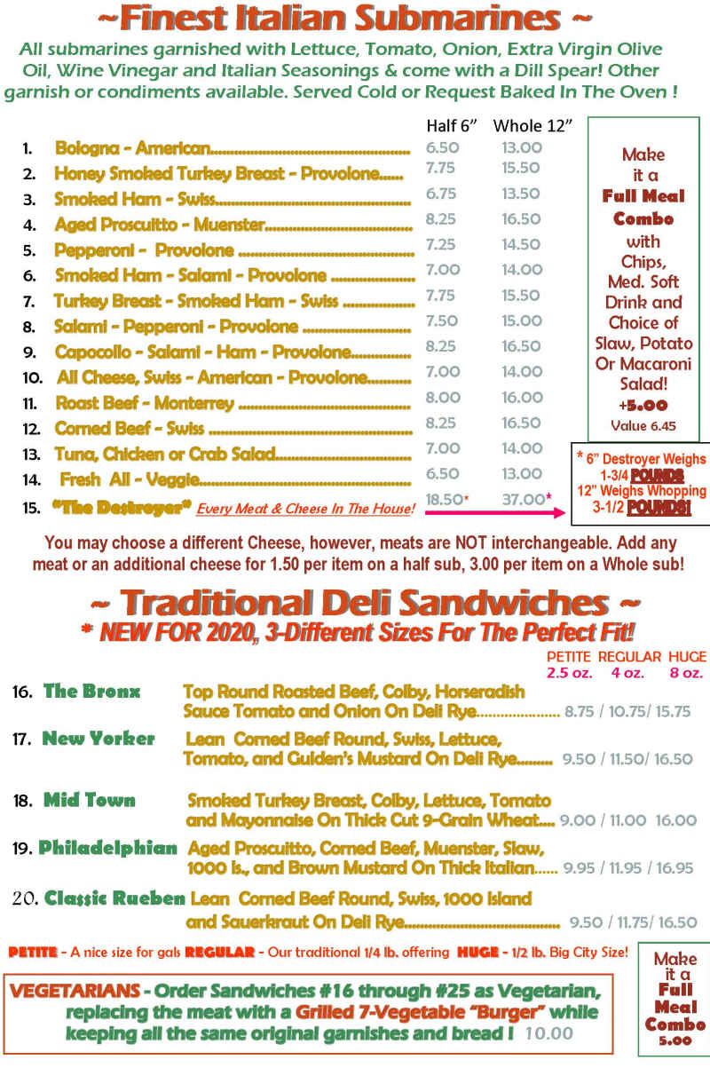 Franklin Square Deli menu page 1