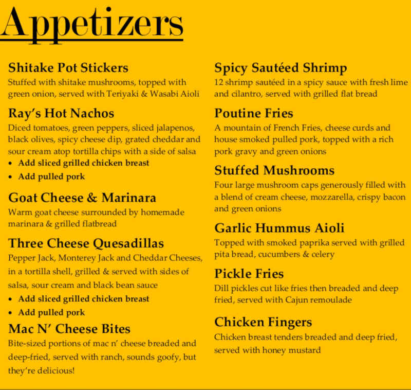 Mike's Place menu page 1