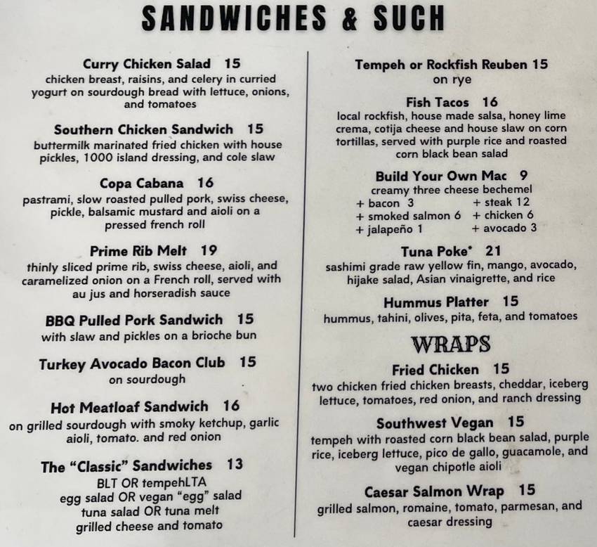 Astoria Coffeehouse & Bistro menu page 1