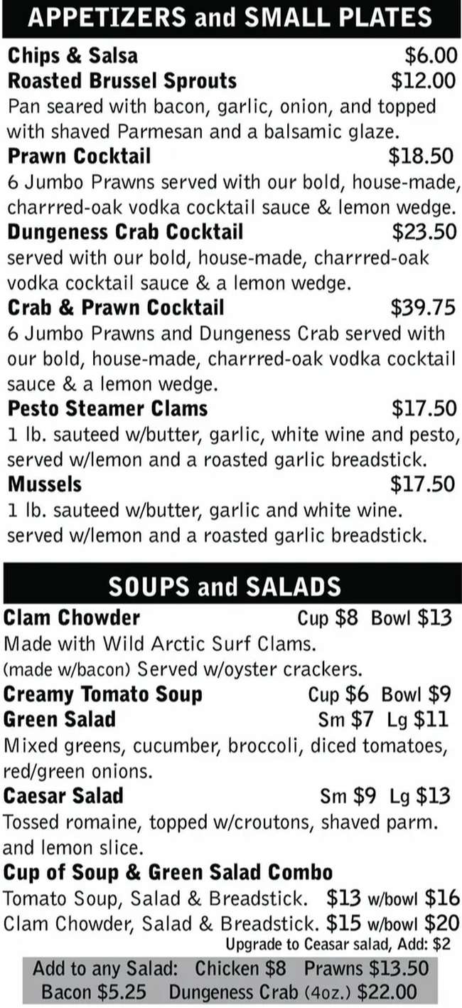 Inferno Lounge menu page 1