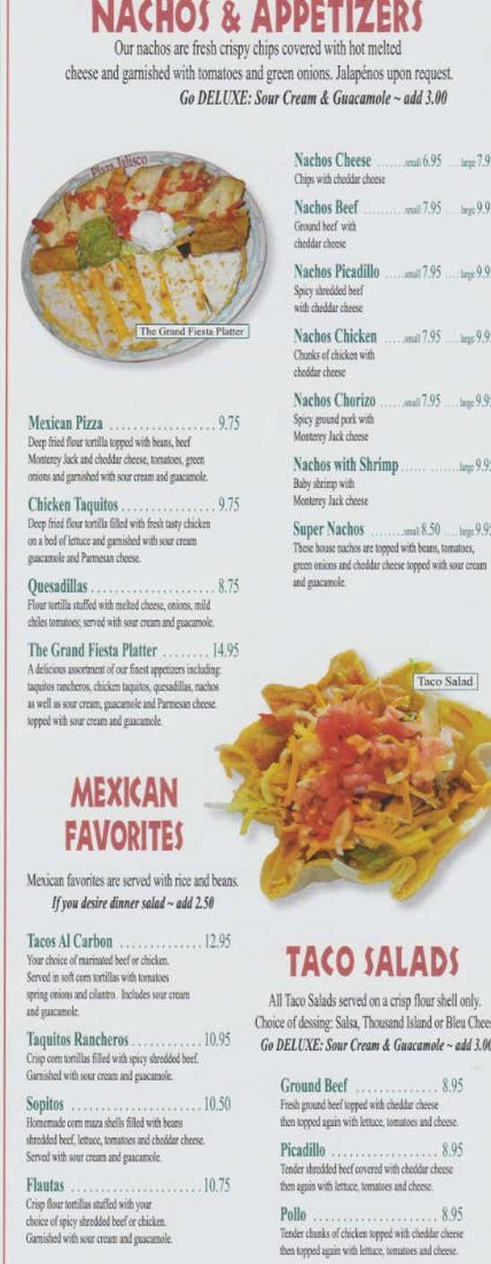 Plaza Jalisco menu page 1