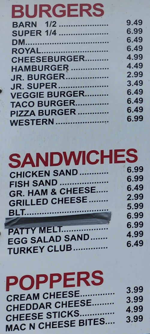 Dairy Maid menu page 1