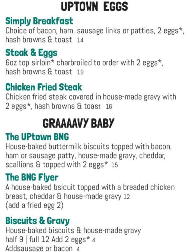 Uptown Cafe menu page 1