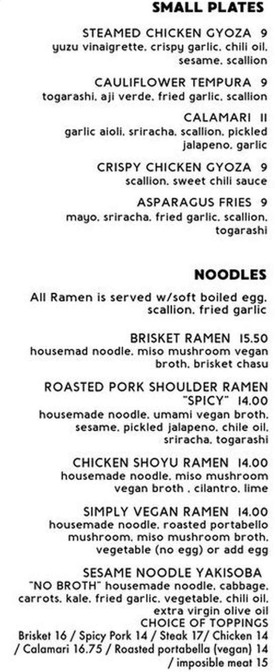 Eatwell Organic Noodle menu page 1