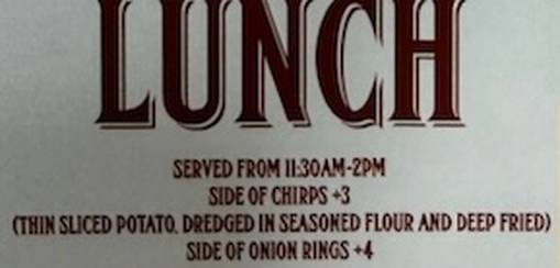 Little Brown Hen Cafe menu page 1