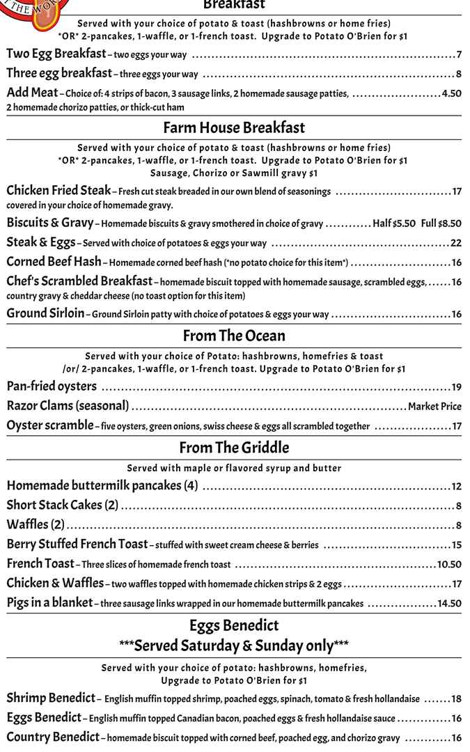 Tastebuds Bistro menu page 1