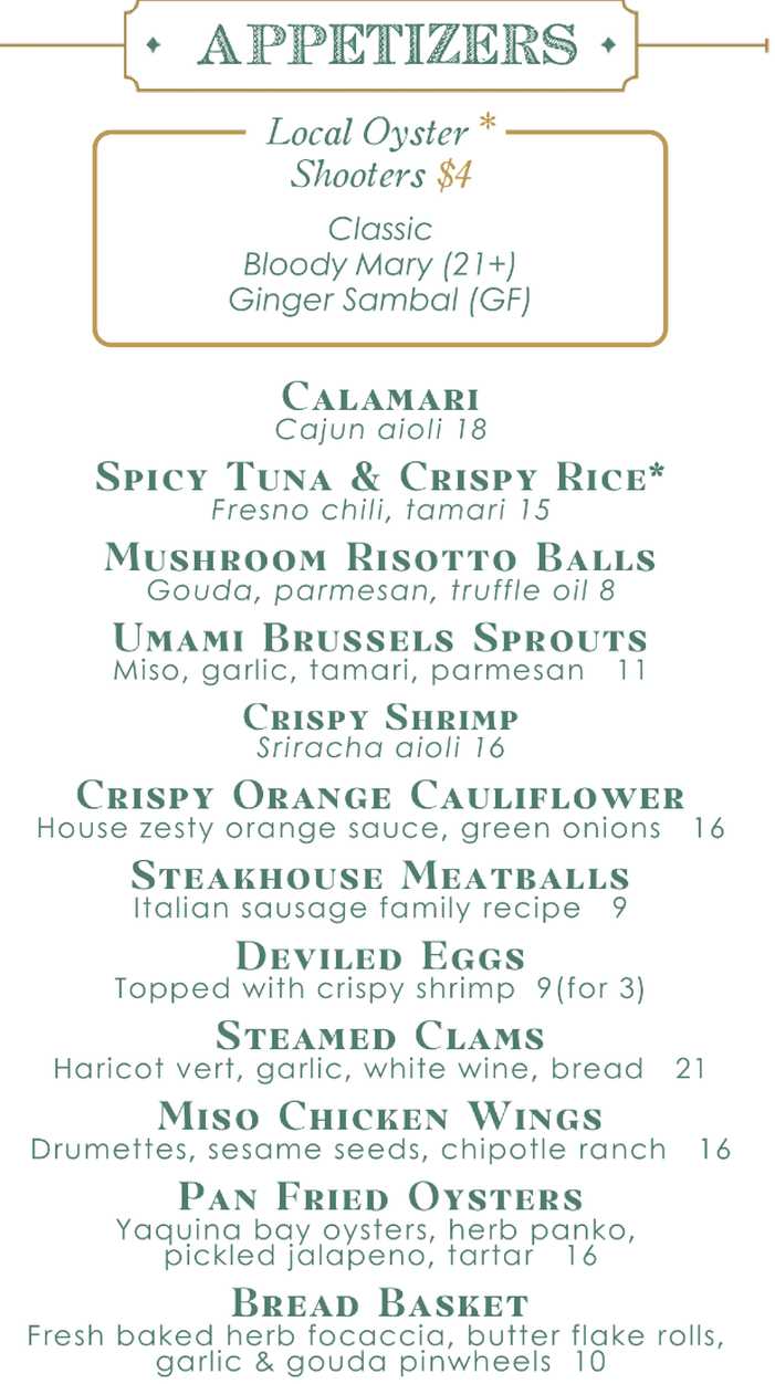 Clearwater Restaurant menu page 1