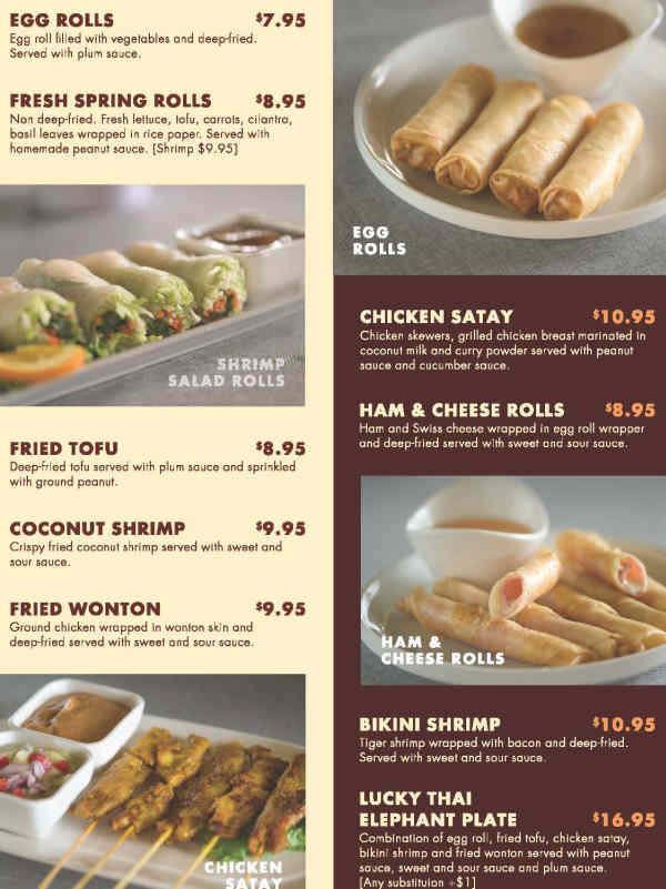 Lucky Thai Elephant menu page 1