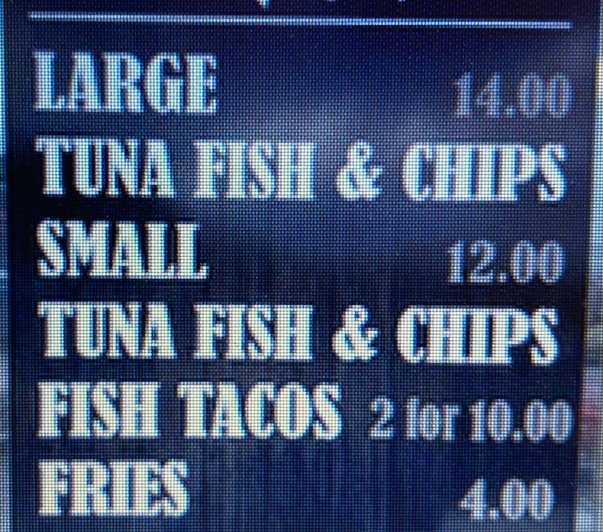 Grizzly Tuna menu page 1