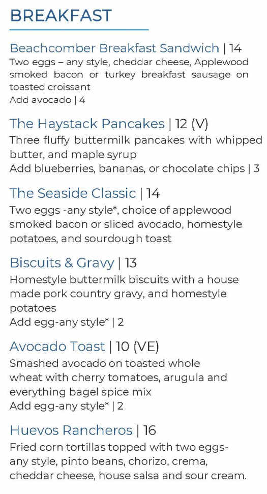 Ocean Bakery Cafe menu page 1