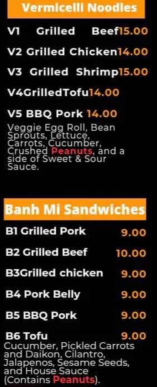 The Noodle House menu page 1