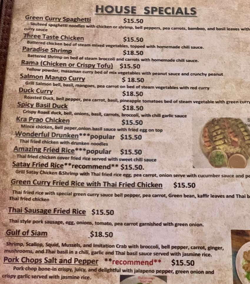 Aoy Thai menu page 1