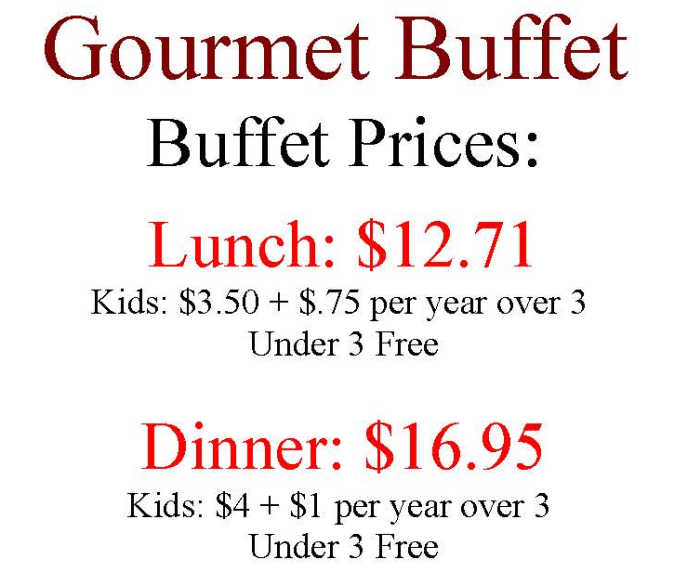 Gourmet Buffet menu page 1