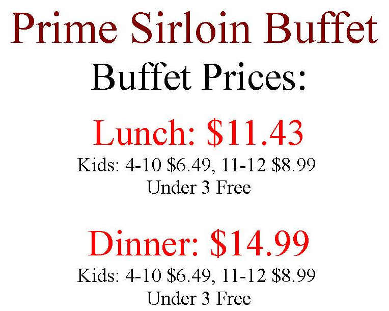 Prime Sirloin Buffet menu page 1