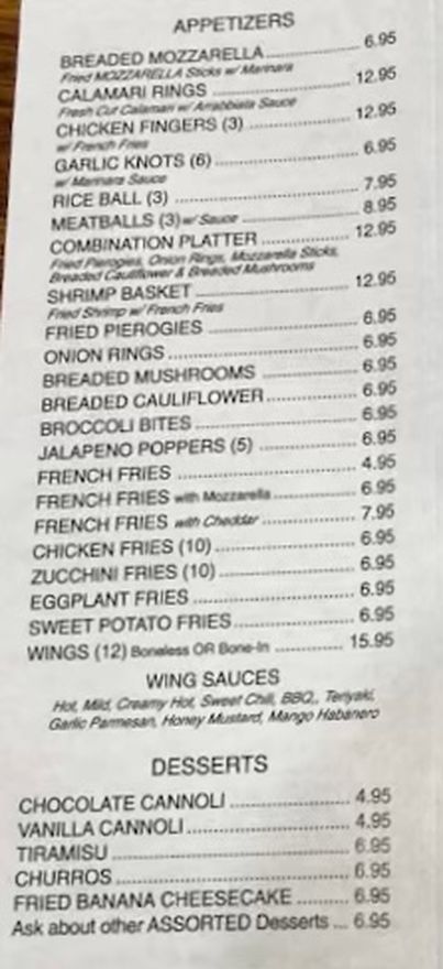 Amigos Pizzeria & Mexican menu page 1