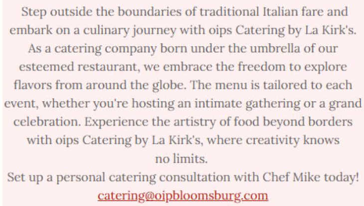 Catering by LaKirk's menu page 1