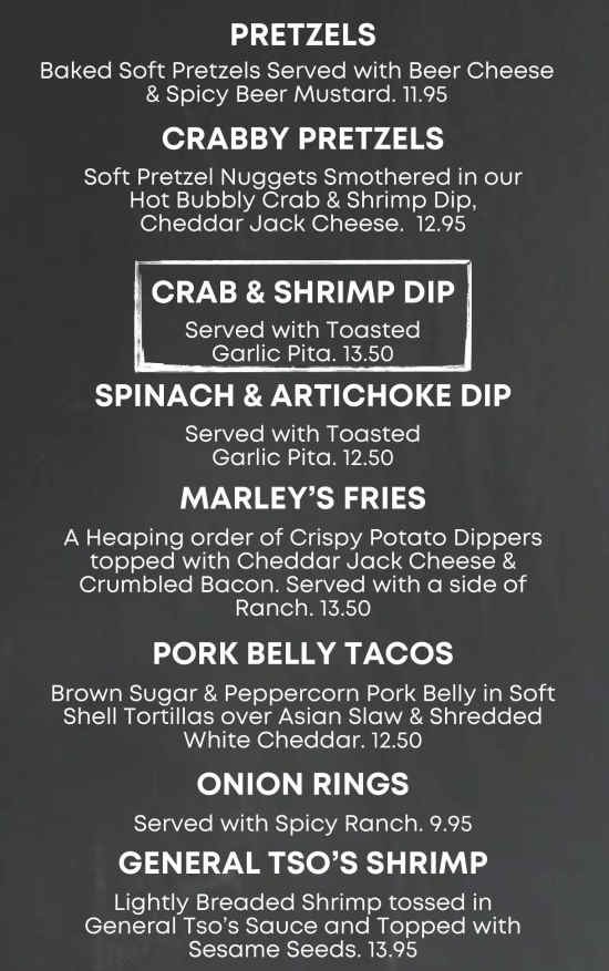 Marley's Brewery & Grille menu page 1