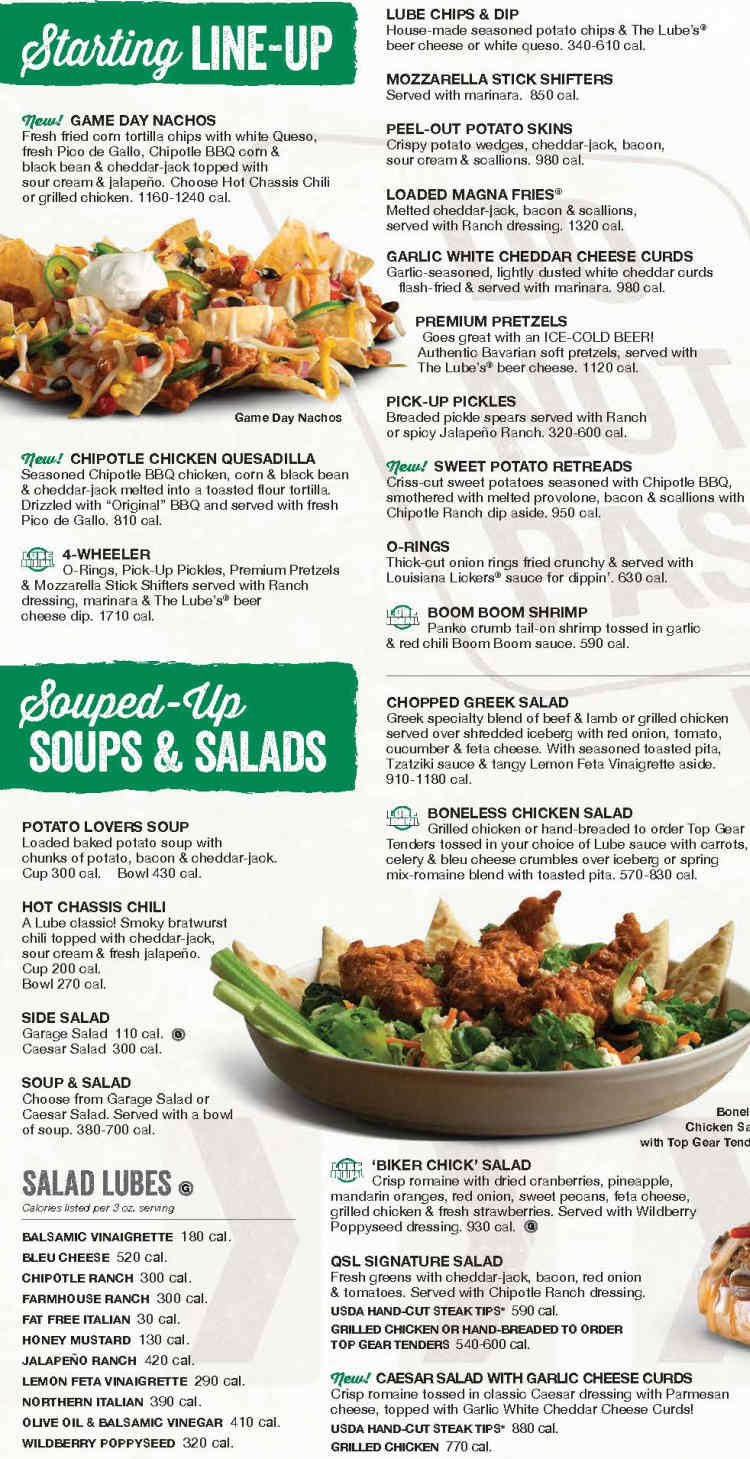 Quaker Steak & Lube menu page 1