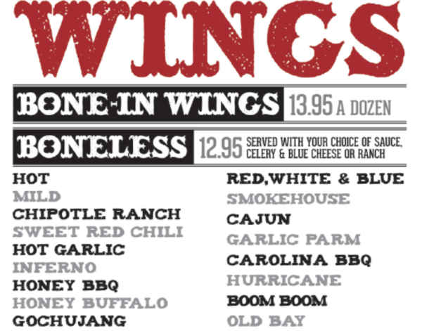 West End Ale Haus menu page 1