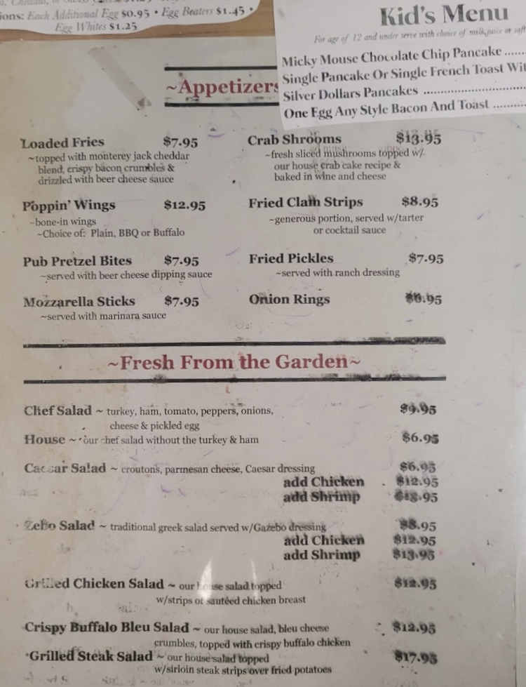 Mays Family Restaurant menu page 1