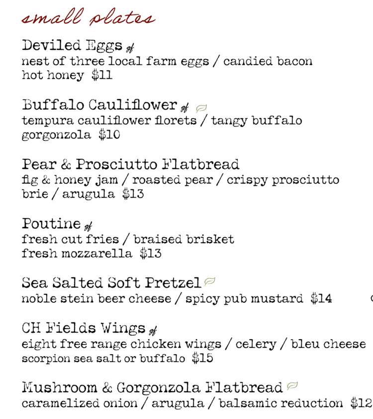 CH Fields menu page 1