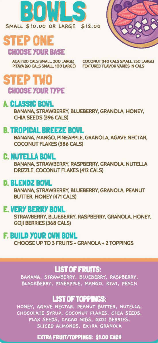 Fresh Blendz Cafe menu page 1