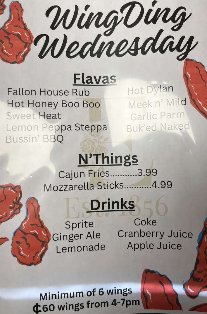 Fallon Est. 1856 menu page 1