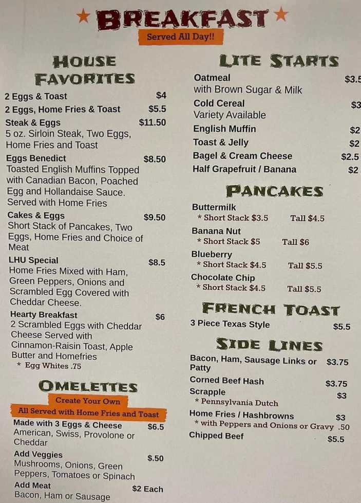 Fox's Market House menu page 1