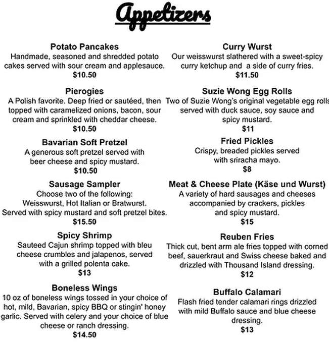 Olde New York menu page 1