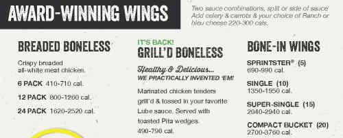 Quaker Steak & Lube menu page 1