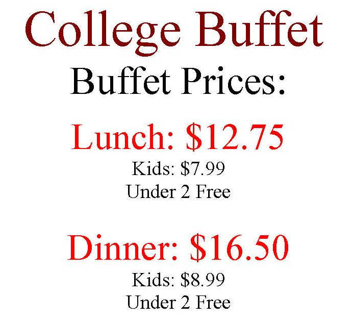 College Buffet menu page 1