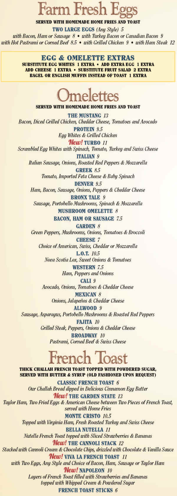 Besecker's Diner menu page 1