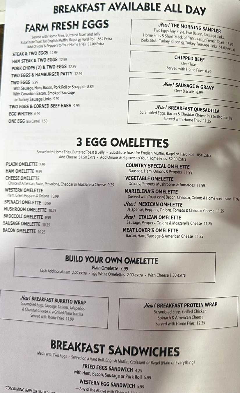 Triplets Family Restaurant menu page 1