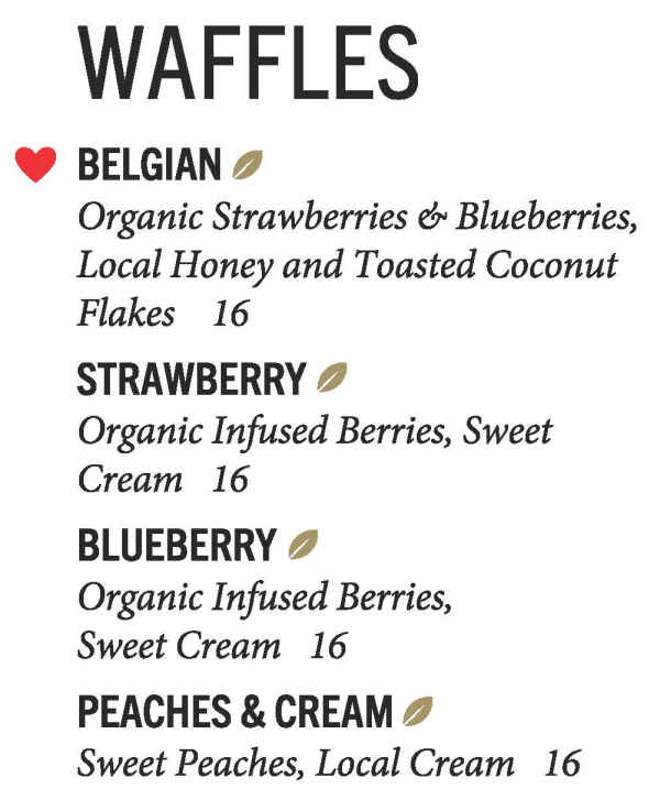 Farmhouse Crystal menu page 1