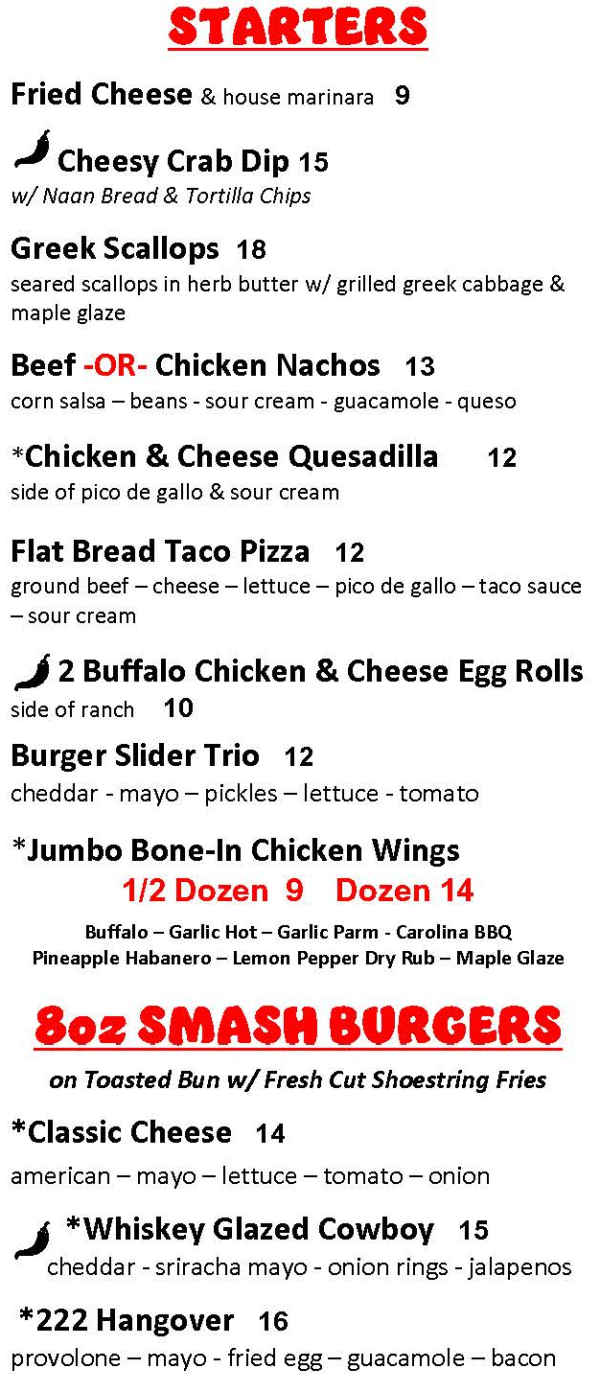 222 The Bridge menu page 1