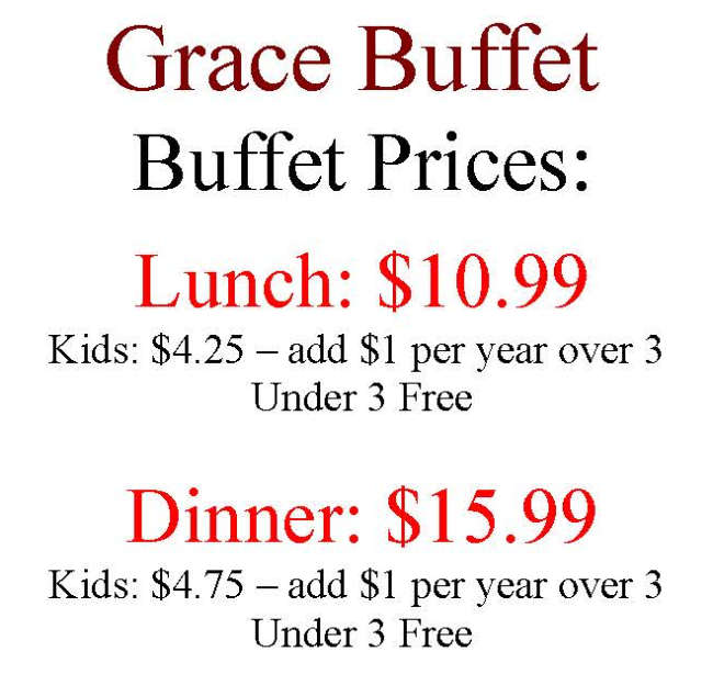 Grace Buffet & Grill menu page 1