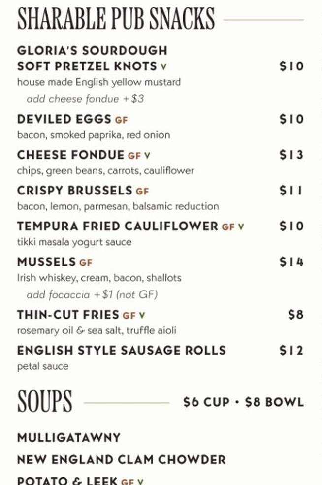 The Crooked Goose menu page 1