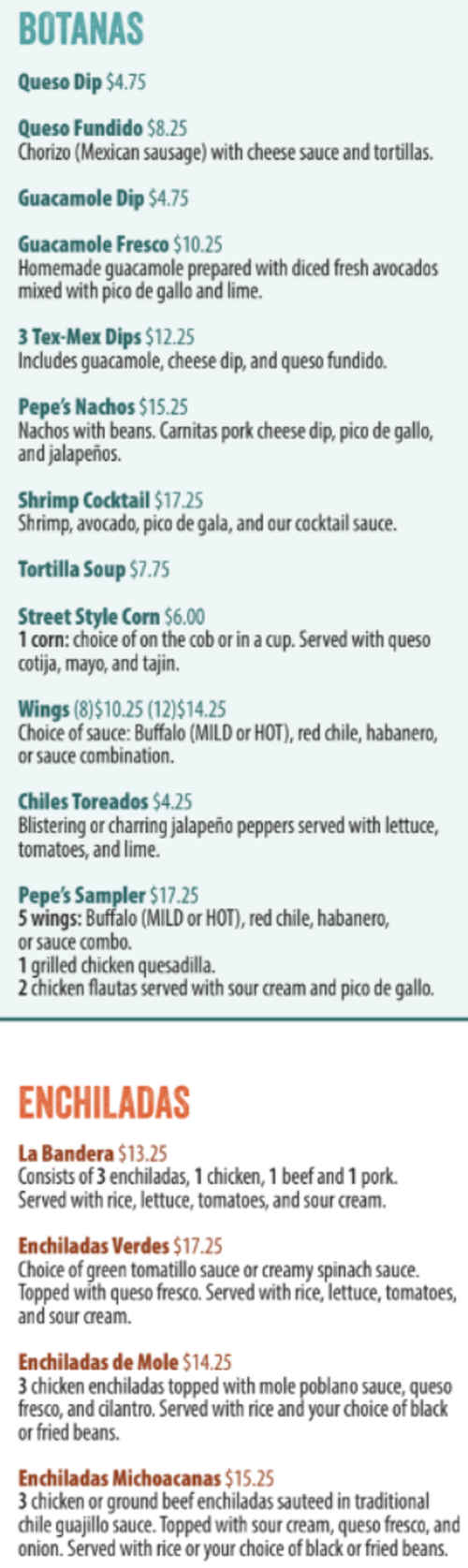 Mr. Chilaquil Mexican menu page 1