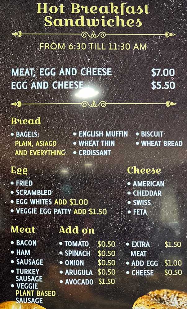 Aldo's Bakery menu page 1