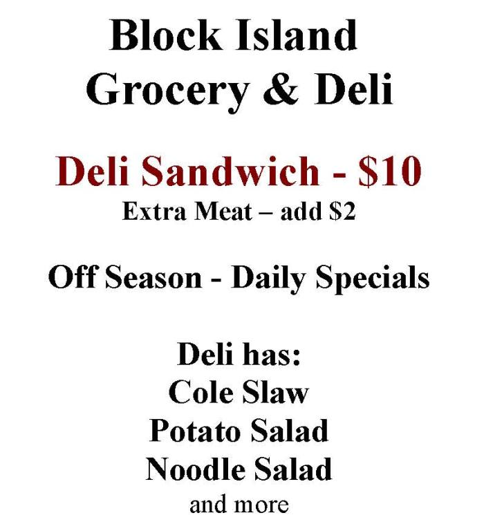 Block Island Grocery & Deli menu page 1