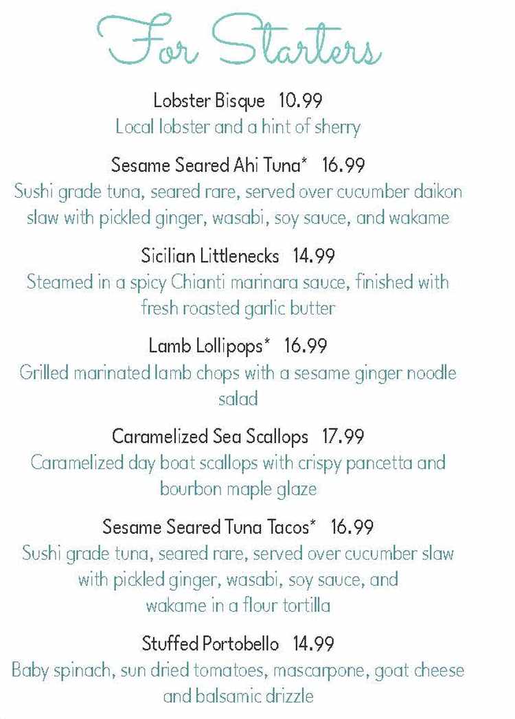 Block Island Oyster Bar & Grill menu page 1