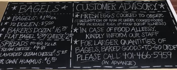 Old Post Office Bagel Shop menu page 1