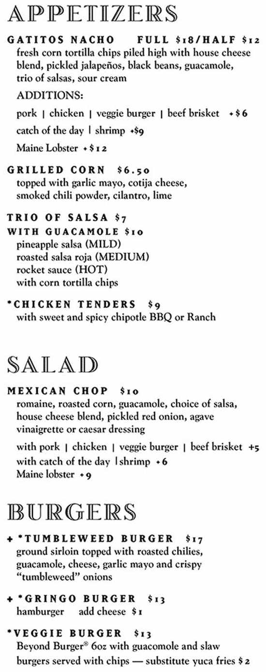 The Yellow Kittens menu page 1