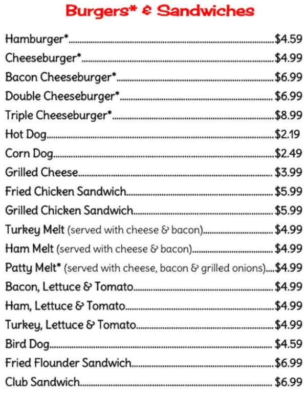 Arnold's menu page 1