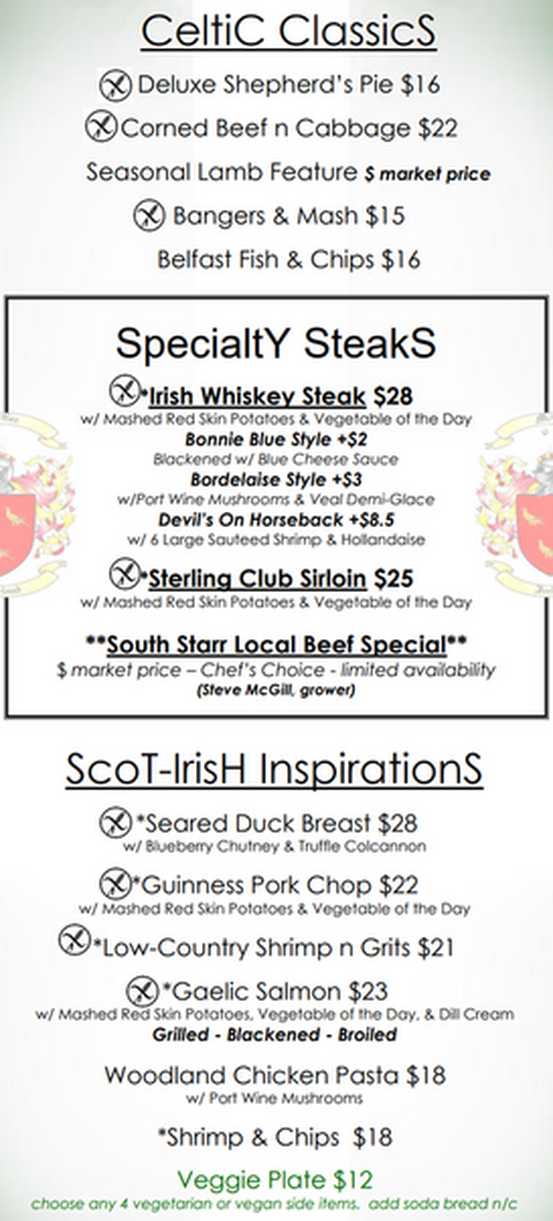 McGee's Scot Irish Pub menu page 1