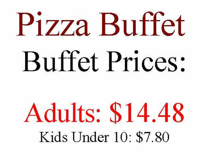 Pizza Buffet menu page 1